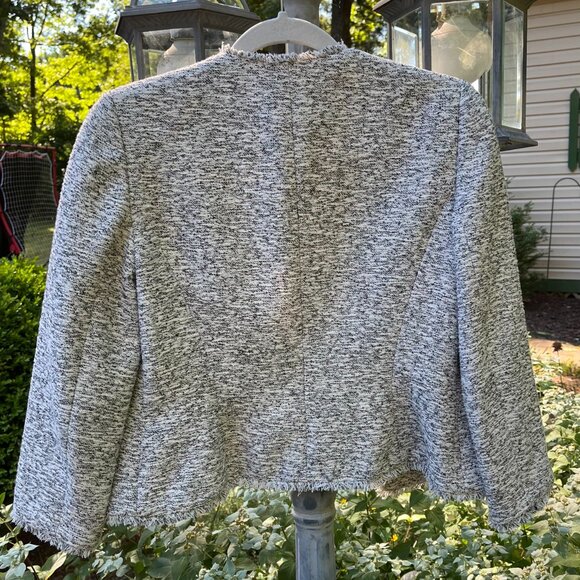 SPRING SALE! Anne Klein suit jacket black and white boucle cream satin lining - Picture 2 of 6